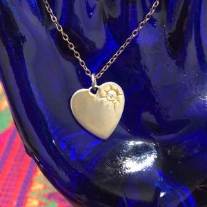 Vintage Heart necklace with starburst and jewel